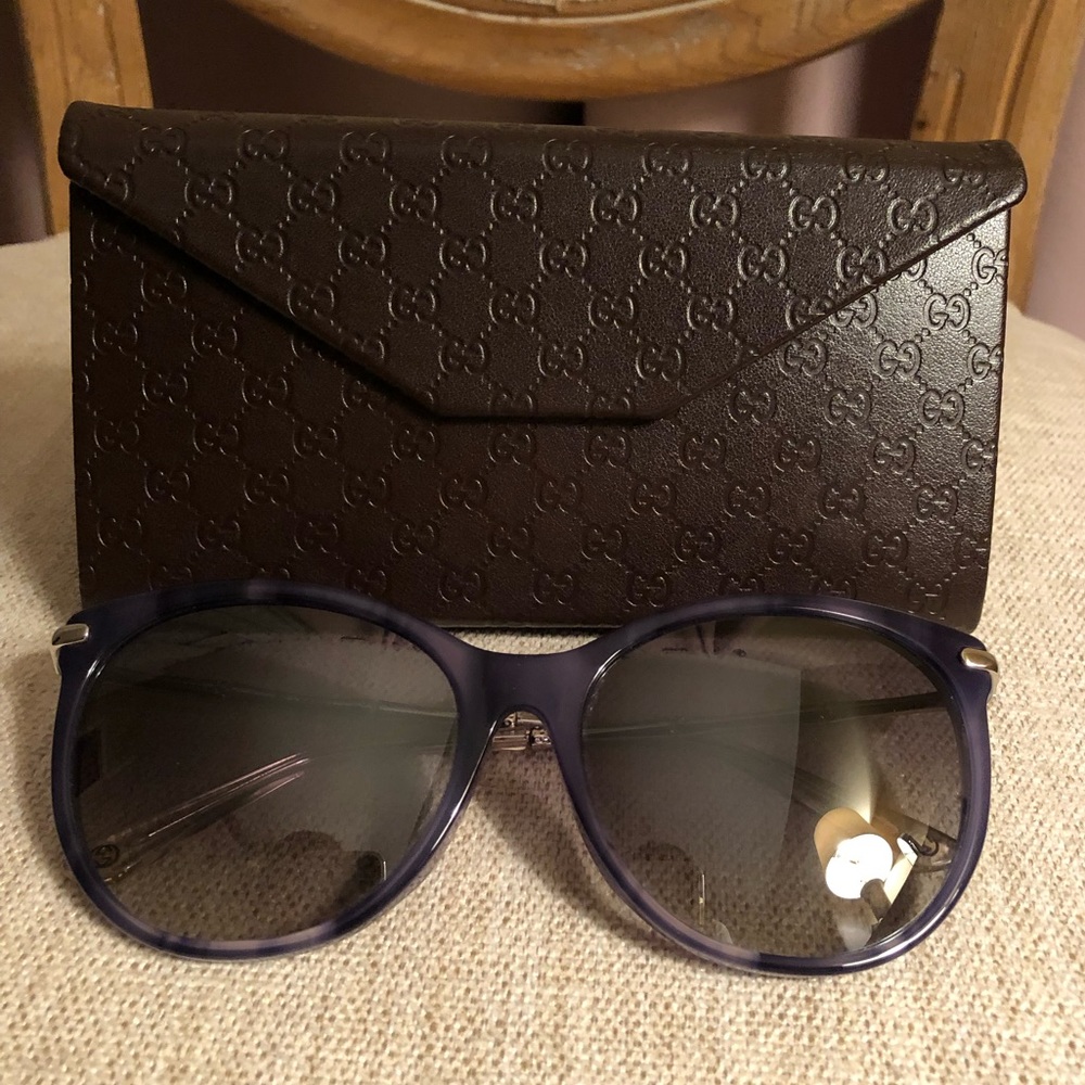 Gucci Blue Bamboo Butterfly Sunglasses Silver Grey